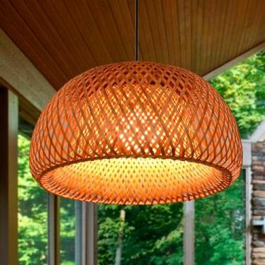 Imagem de Luminária de Teto Lustre Natural Pendente Bambu Sunfy Shop Malibu Mini Rústico 35cm