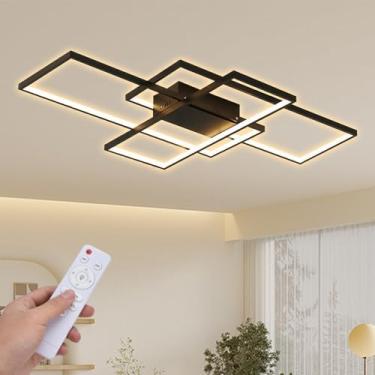 Imagem de VentoEco Luminária de Teto para Sala, Luminarias de Teto para Sala com Controle Remoto, Design Quadrado Irregular em Ferro e Acrílico Óptico, Luminaria LED Teto com 3 Fontes de Luz (Dimmer Contínuo)