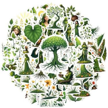 Imagem de 100 peças natureza, plantas, vegetação, ecológica, floresta, artigos de papelaria, adesivos de animais, materiais escolares caprichosos para laptop, bagagem, álbum de recortes, adesivo de diário