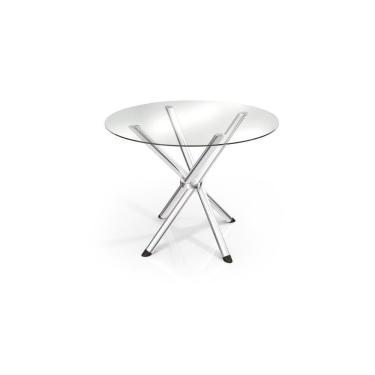Imagem de Mesa P- Cozinha Volga C- Tampo De Vidro Redondo 95cm Cromada - Kappesberg