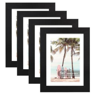 Imagem de Porta-retratos Hongkee 5x7 (pacote com 4) de madeira preta com vidro r