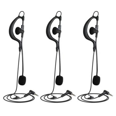 Imagem de WODASEN Pacote com 3 fones de ouvido treinador de árbitro de futebol 3,5 mm em forma de G para fone de ouvido de comunicação com dispositivo de rádio intercomunicador de futebol bidirecional com