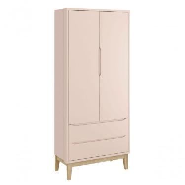 Imagem de Guarda-roupa Retrô 2 Portas Classic New Rosa Fosco Com Natural - Reller