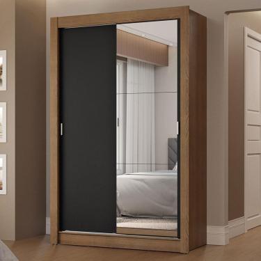 Imagem de Guarda-roupa Solteiro 2 Portas Correr 2 Gav Rústico/Preto