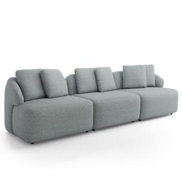 Imagem de Sofá 4 Lugares Para Sala De Estar Living 294cm Arlo F04 Linho Cinza - Lyam Decor