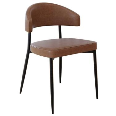 Imagem de Cadeira Estofada Para Sala De Jantar Serena Preto C01 Courino Whisky - Lyam Decor