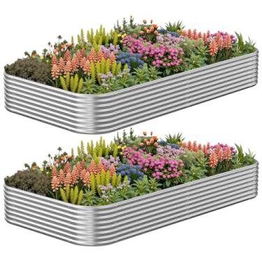 Imagem de CATMANOR Pacote com 2 canteiros elevados galvanizados de 20 x 3 x 4 m de altura, kit de canteiros elevados de metal para vegetais, cama elevada de aço para jardinagem, caixa de jardim acima do solo