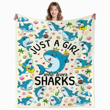 Imagem de INTEKLY Cobertor de tubarão para crianças, meninos, meninas, aconchegante, flanela, fofo, animal, tubarões, cobertor para decoração de sofá, Natal, aniversário, quarto, 127 x 101 cm