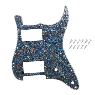 Imagem de DIAO79NI Humbucker Pro 11 Hole HH Guitar Strat Pickguard para para-lama americano/mexicano padrão Stratocaster estilo moderno, pérola envelhecida, 4 camadas.