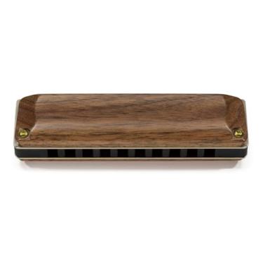 Imagem de Suzuki Manji M-20W Gaita diatônica de 10 furos com placas de cobertura de madeira – Chave de Bb