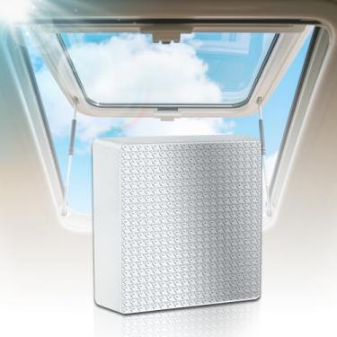 Imagem de Jokuye 35,56 cm x 35,56 cm x 7,6 cm Capa de claraboia universal para trailers – Capa de claraboia RV com superfície refletiva para teto solar de economia de energia serve para aberturas de trailer de