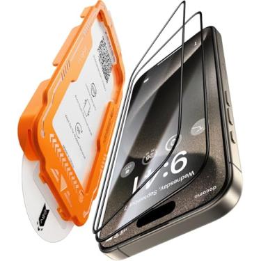 Imagem de Zeniss Protetor de tela NeverBreak 9H+ de dureza para iPhone 15 Pro, proteção de grau militar de 12 pés (arranhões, estilhaçamento, resistência a quedas) 15 Pro de vidro temperado com cobertura de