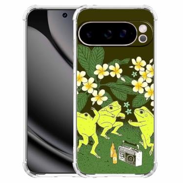 Imagem de malegaon Padrão de festa de animais hippie sapos dançantes, capa de telefone de TPU macio compatível com Google Pixel 10 Pro XL