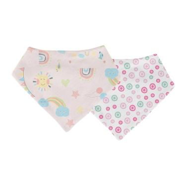 Imagem de Kit Babador Bandana Bebê Com 2 Pçs Solzinho Rosa Papi