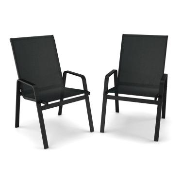 Imagem de Kit 2 Cadeira Riviera Piscina Praia Alumínio Preto Tela Preto