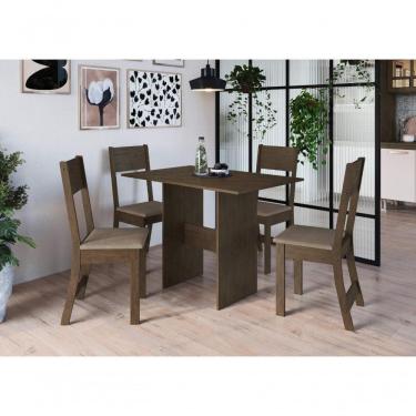 Imagem de Conjunto Sala De Jantar Fidelitá Siena Com 4 Cadeiras Noce Assento Cacau