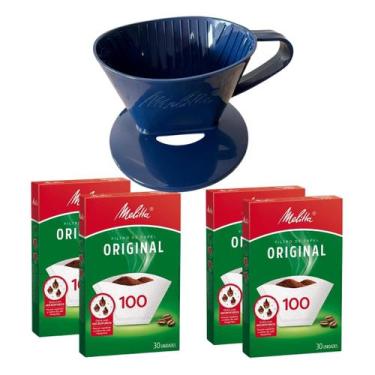 Imagem de Kit Suporte Melitta AZUL 100 + 4 caixas filtro Melitta 100