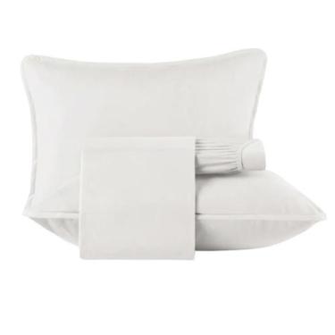 Imagem de Jogo de Cama Casal Branco Altenburg Malha 100 Algodão com Rolotê 4 Peç