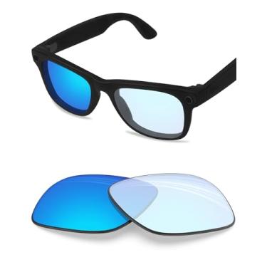 Imagem de BLAZERBUCK Lentes de reposição polarizadas anti-sal para óculos de sol inteligentes Ray-Ban RW4012 Wayfarer (Gen 2) 50 mm, Fotocromática transparente a azul gelo, 0