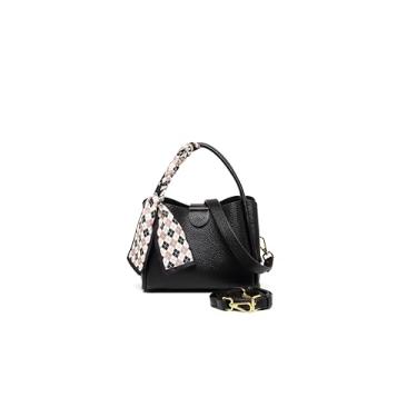 Imagem de Bolsa feminina com lenço de seda, bolsa de ombro preta com alça superior, alça de ombro ajustável, elegante bolsa de transporte diário, Preto, Small, Bolsa quadrada pequena transversal