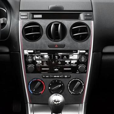 Imagem de BETTERHUMZ Adesivo de moldura de painel de CD para console central compatível com Mazda 6 2006-2015 para Alcântara, decoração de couro de carbono, acessórios de moldagem interior de carro (camurça