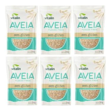 Imagem de Kit 6 Aveia Flocos Finos Sem Glúten 200g Vitalin