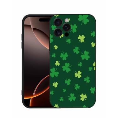 Imagem de Roses Garden Capa compatível com iPhone 16 Plus de 6,7 polegadas, capa de telefone trevo do dia de São Patrício, capa de silicone ultrafina, antiarranhões, à prova de choque, capa de borracha verde
