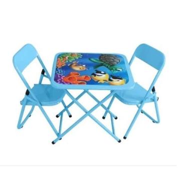 Imagem de Jogo de Mesa Infantil com Duas Cadeiras Azul (Caixa) - WRM