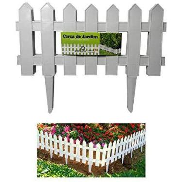Imagem de Kit 9 Cercas Decorativa jardim De Plástico Tipo Madeira - Globoplástic