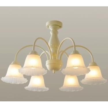 Imagem de Lustre vintage estilo francês e americano campestre - cor creme | Iluminação principal ideal para sala de estar, quarto, escritório em estilo europeu e sala de jantar (6 lâmpadas)