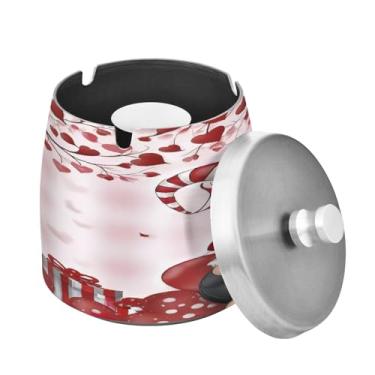 Imagem de Blueangle Cinzeiro de gnomo de dia dos namorados com tampa para cigarros, à prova de vento/à prova de chuva, aço inoxidável, sem fumaça, inodoro, cinzeiro para uso interno ou externo (83)