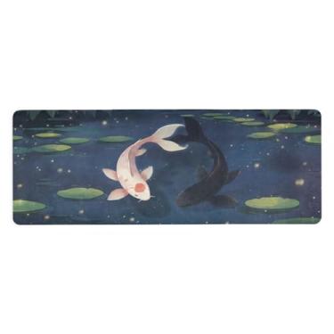 Imagem de SEHANY Tapete de ioga com peixe Koi branco e carpa preta, antiderrapante, antiderrapante, para mulheres e homens, 180 x 66 cm, tapete de treino para pilates em casa, exercícios de chão com bolsa de