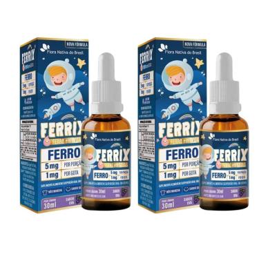 Imagem de 2x Ferrix Kids (Ferro 5mg/porção) 30ml Sabor Uva Flora Nativa-Unissex