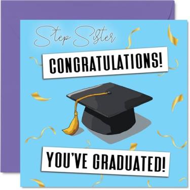 Imagem de Stuff4 Cartão de formatura Step Sister - Parabéns Graduated - Cartão de formatura feliz para irmã passo do irmão irmão, 14 cm Parabéns Graduated Bday Cartões comemorativos