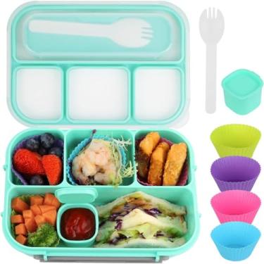 Imagem de Conjunto de Bento Box 7 Peças para Adultos com 4 Compartimentos Utensílios Potinho Molho Forminhas Muffin Container Almo