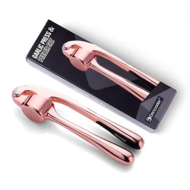 Imagem de Drincarier Espremedor de alho de cozinha, à prova de ferrugem e lavável na lava-louças, triturador de alho durável, fácil de limpar e espremer, rosa