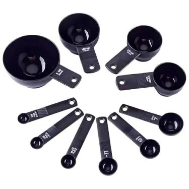 Imagem de Conjunto Completo de Colheres Medidoras em Plástico Premium - 10 Peças (5 Copos e 5 Colheres) - Essencial para Cozinha e Confeitaria - Medidas Precisas e Cores Vibrantes