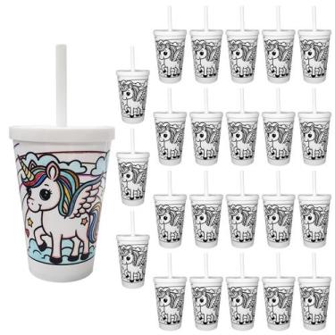 Imagem de 24 Copos Para Pintar Copo Infantil 350ml Seguro Resistente - NEOPLAS