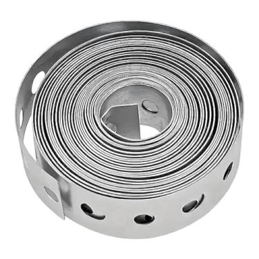 Imagem de MotiveTech Cinta de metal galvanizado flexível, versátil, dobrável e para suporte de tubos com furos, ideal para projetos de bricolagem em casa, 1 Rolo