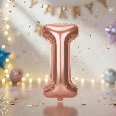 Imagem de Balões grandes com letras em ouro rosa de 81 cm I, balões de alfabeto Mylar de folha preenchida com hélio para festas de aniversário e decorações inéditas, suprimentos de decoração de festa em ouro