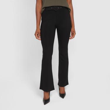 Imagem de Calça Flare Facinelli Com Cinto Cintura Média Feminina-Feminino