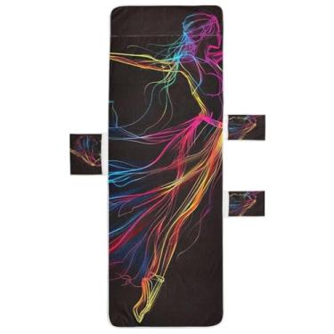 Imagem de STAYTOP Capa de toalha para cadeira de balé dançarina estilo linha, capa macia para espreguiçadeira, capas de cadeira de praia com bolsos para jardim ao ar livre, pátio, pátio, banhos de sol, gramado