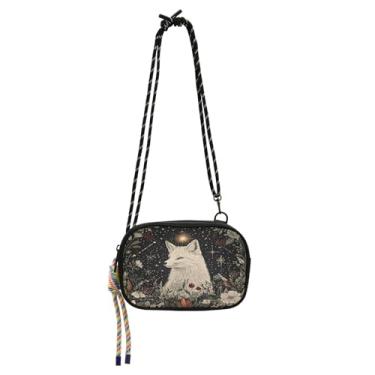 Imagem de STAYTOP White Fox Bolsa transversal pequena carteira para celular para mulheres e homens, mini bolsa de viagem - Raposa branca