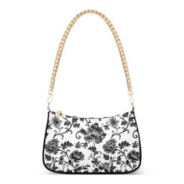 Imagem de CEBUGI Bolsas transversais femininas bolsa de ombro floral bolsa clutch elegante com alça de corrente