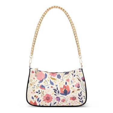 Imagem de CEBUGI Bolsas transversais femininas bolsa de ombro floral bolsa clutch elegante com alça de corrente