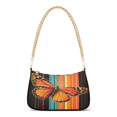 Imagem de CEBUGI Bolsas transversais femininas bolsa de ombro laranja borboleta elegante bolsa clutch com alça de corrente