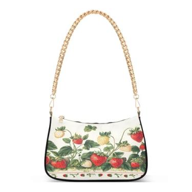 Imagem de CEBUGI Bolsas transversais femininas bolsa de ombro bolsa de mão de morango elegante bolsa clutch com alça de corrente