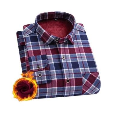 Imagem de Camisa Masculina plus Size De Manga Comprida Grossa E Quente 7XL 8XL D