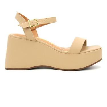 Imagem de Sandalia Vizzano Original Salto Anabela Moda Feminino 103, 35, Bege