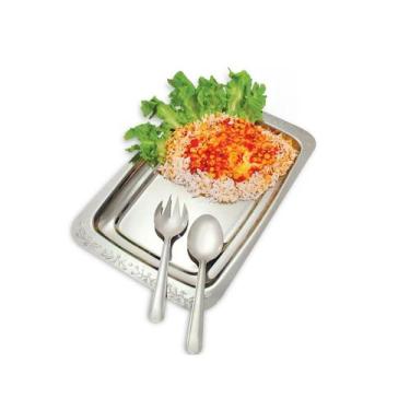 Imagem de Conjunto 3 Peças Multiuso Travessa Colher Garfo em Aço Inox Ideal para